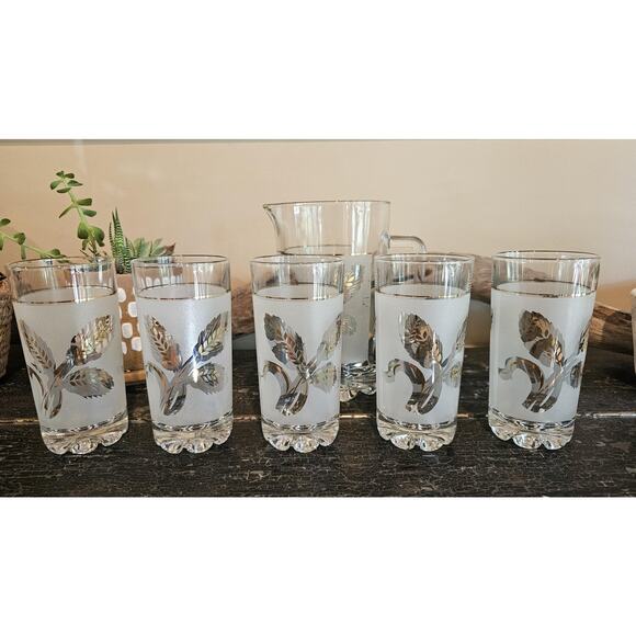 Mid Century Italian Pitcher and High Ball Glass 6 Piece Set - Picture 5 of 6